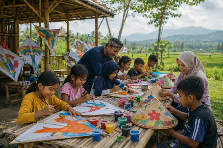 Menghias Layang-Layang dan Caping sebagai Wisata Edukasi