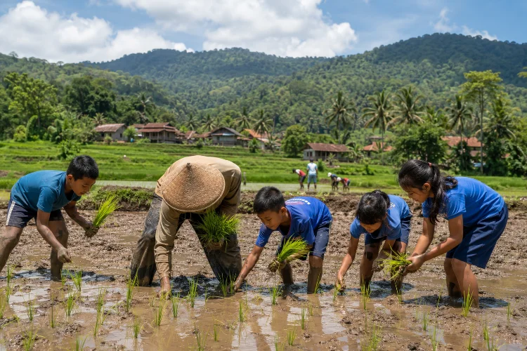 Belajar Menanam Padi di Desa Wisata Cisande yang Seru